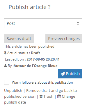 Consequent update of an article