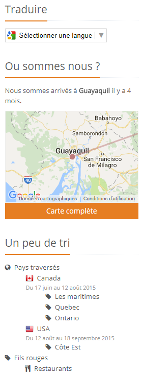 Widgets' bar example on a website